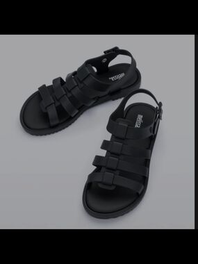 Melissa Flox Jelly Sandals,Gladiator Style,Black,Women's 8